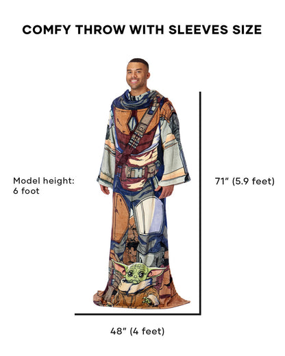 Star Wars: The Mandalorian Mando Adult Throw Blanket with Sleeves, 48" x 71"