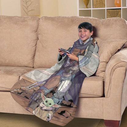 Northwest Star Wars: The Mandalorian Comfy Mando Youth Silk Touch Comfy Throw Blanket with Sleeves, 48" x 48"