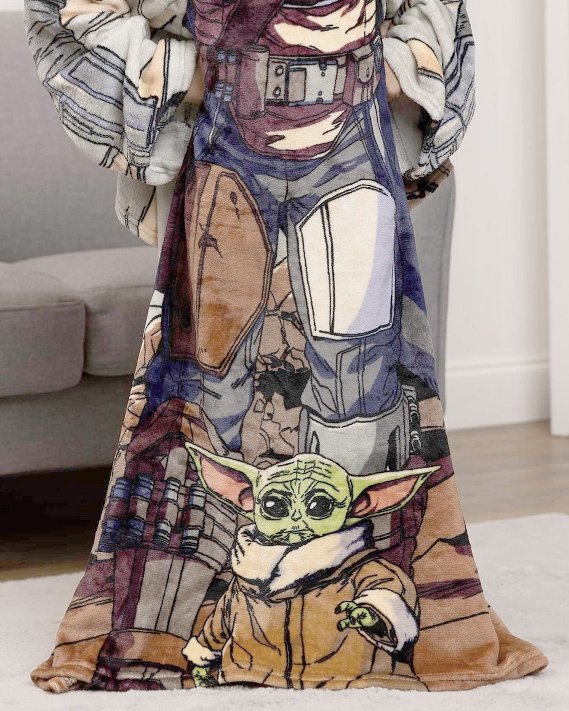 Northwest Star Wars: The Mandalorian Comfy Mando Youth Silk Touch Comfy Throw Blanket with Sleeves, 48" x 48"