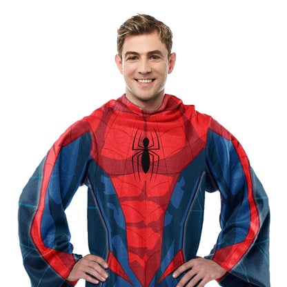 Northwest Spider-Man Spidey Webs Adult Silk Touch Comfy Throw Blanket with Sleeves, 48" x 72"