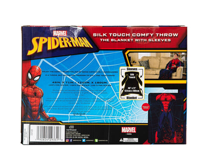 Northwest Spider-Man Spidey Webs Adult Silk Touch Comfy Throw Blanket with Sleeves, 48" x 72"