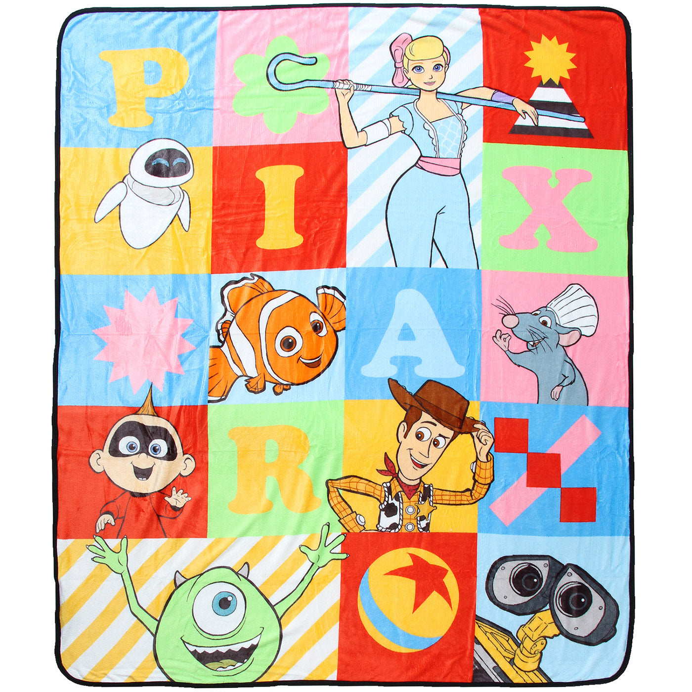 Disney Pixar Character Quilt Pattern Silk Touch Throw Blanket 50" x 60"