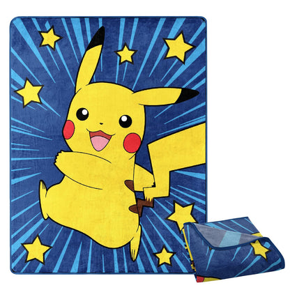 Pokemon Pikachu Light Beams and Stars Throw Blanket 46"x 60" Soft Fleece Blanket