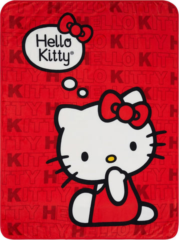 Sanrio Hello Kitty Sitting Pretty Throw Blanket 46" x 60" Plush Fleece Blanket