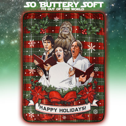 Star Wars Holiday Chorus Carolers Plush Throw Blanket 46" x 60" (117cm x 152cm)