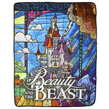 Disney Beauty And The Beast Stained Glass Castle Plush Throw Blanket 46' x 60'
