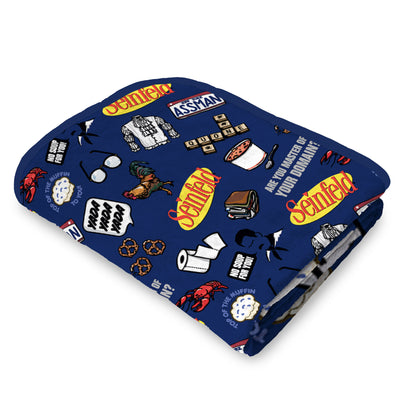 Seinfeld TV Show Master Of Your Domain Logo Plush Throw Blanket 46' x 60'