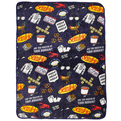 Seinfeld TV Show Master Of Your Domain Logo Plush Throw Blanket 46' x 60'