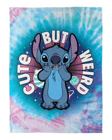 Disney Lilo & Stitch Blanket Cute But Weird Tie Dye Micro Raschel Throw 60"x45"