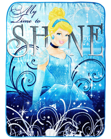 Disney Princess Cinderella Blanket Time To Shine Plush Lap Throw 46" X 60"