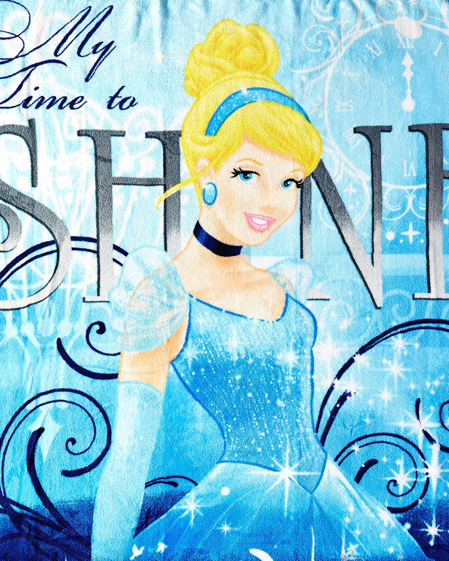 Disney Princess Cinderella Blanket Time To Shine Plush Lap Throw 46" X 60"