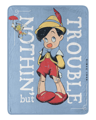 Northwest Disney's Pinocchio Micro Raschel Throw Blanket, 46" x 60", Trouble
