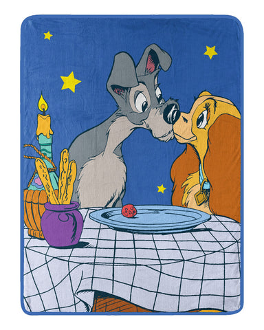 Disney's Lady & The Tramp Blanket  Dinner For Two Plush Throw 46" x 60"