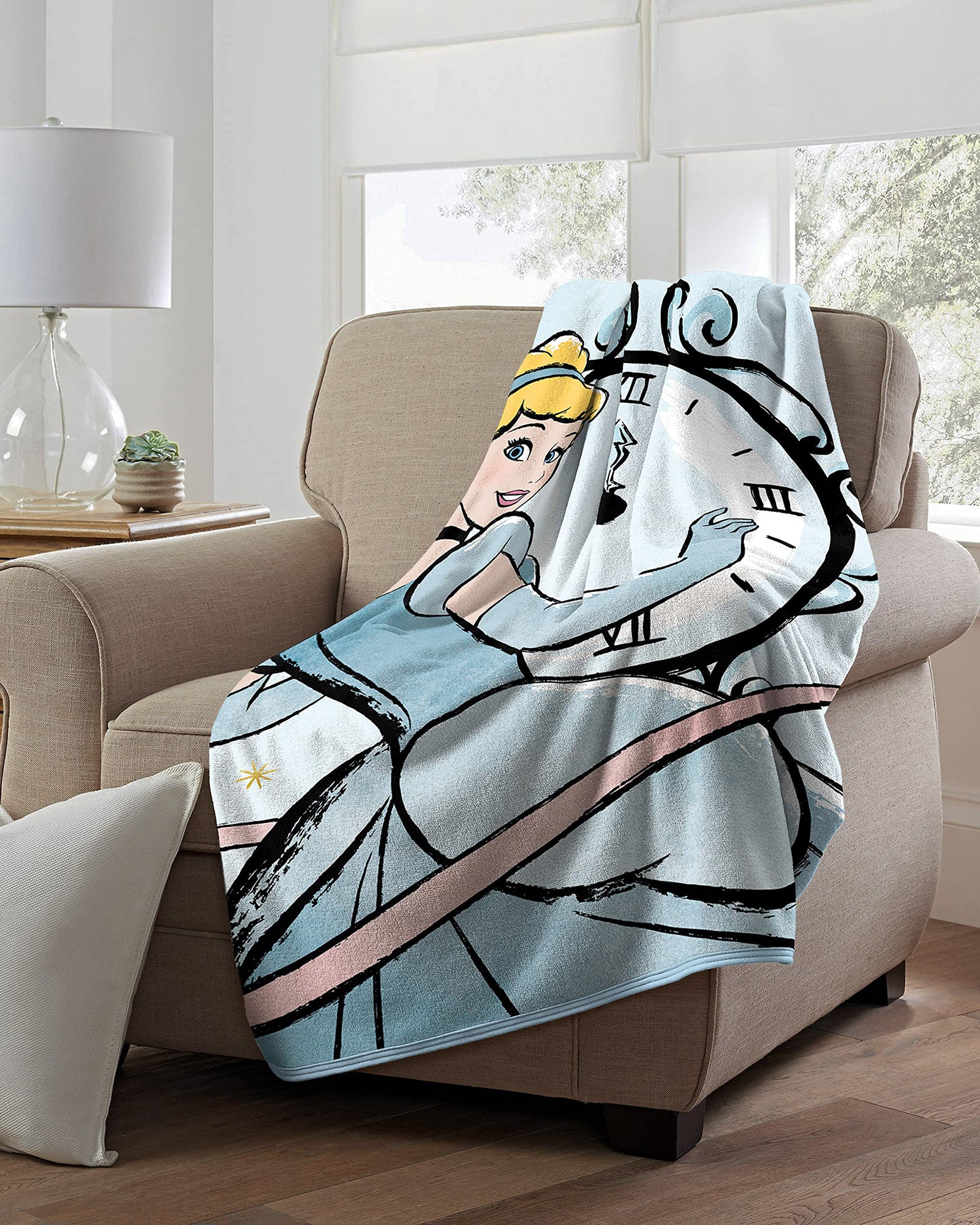 Northwest Cinderella Micro Raschel Throw Blanket, 46" x 60", On Time