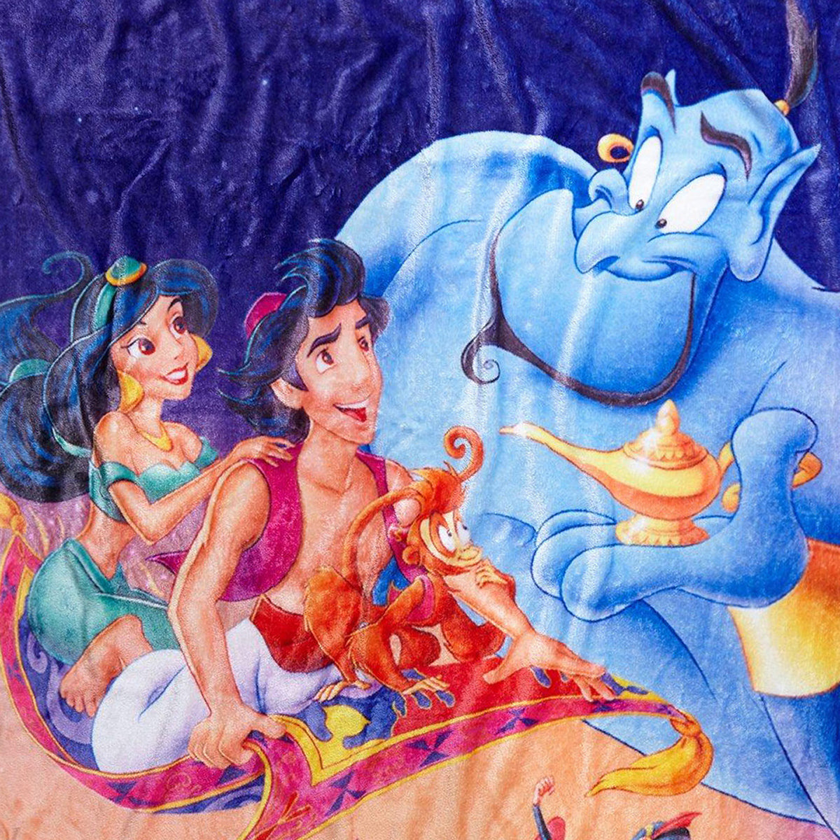 Disney Aladdin Blanket Magic Carpet Ride Genie Jasmine Abu Jafar Throw 48"X60"