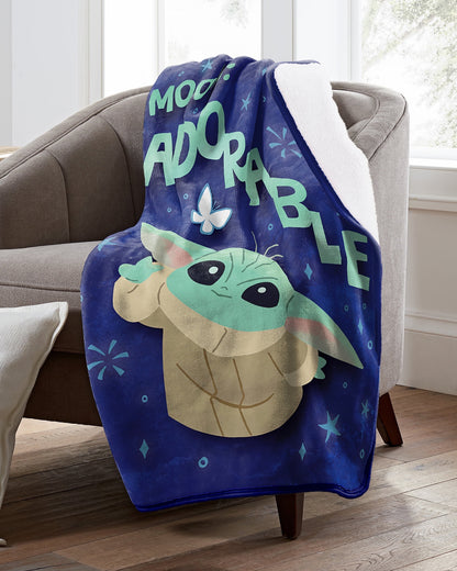 Disney Star Wars The Mandalorian Adorable Silk Touch Throw with Plush Back 46 x 60