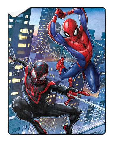 Marvel Spider-Man Into the Spider-Verse 2 Miles & Peter Throw Blanket 46" X 60"