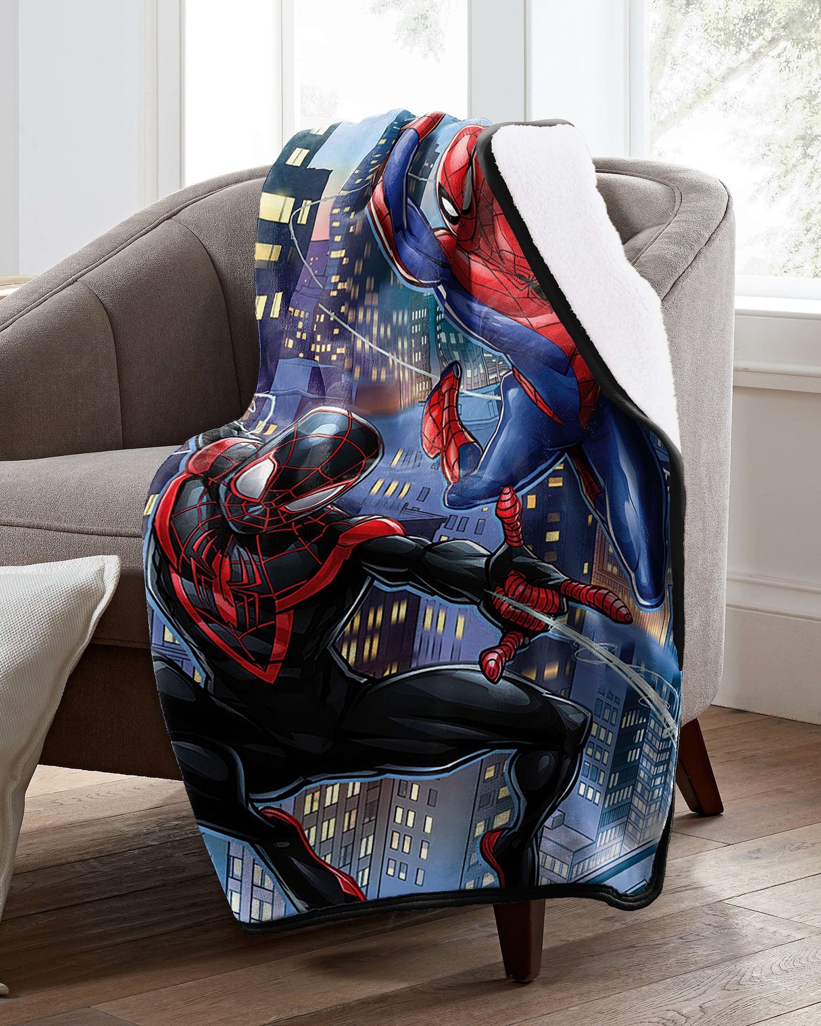 Marvel Spider-Man Into the Spider-Verse 2 Miles & Peter Throw Blanket 46" X 60"