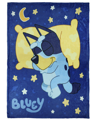 Bluey Blanket Sleepy Blue Night Soft Plush Micro Raschel Throw 46" X 60"