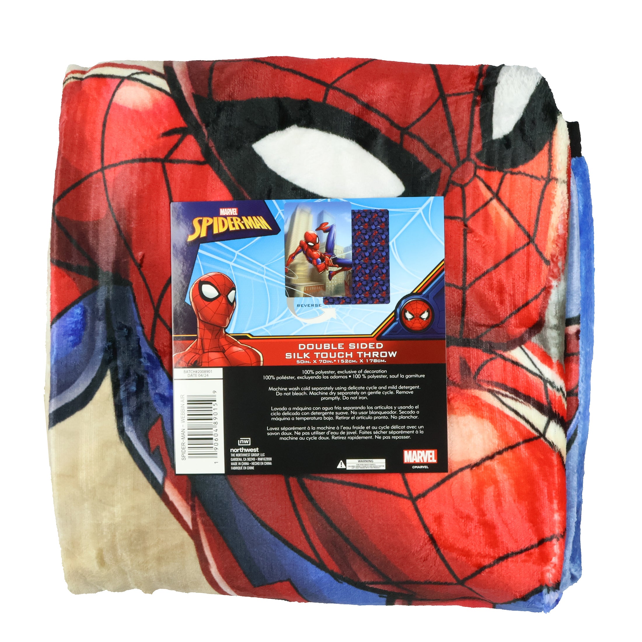 Marvel Spider-Man Blanket Web-Slinger Double-Sided Silk Touch Throw