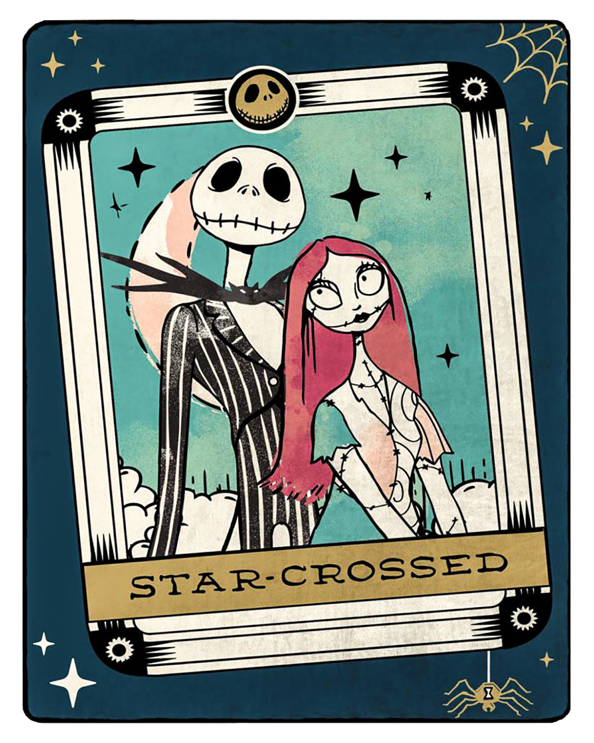 Disney Nightmare Before Christmas Blanket Star Crossed Tarot Card Throw 50"X 70"