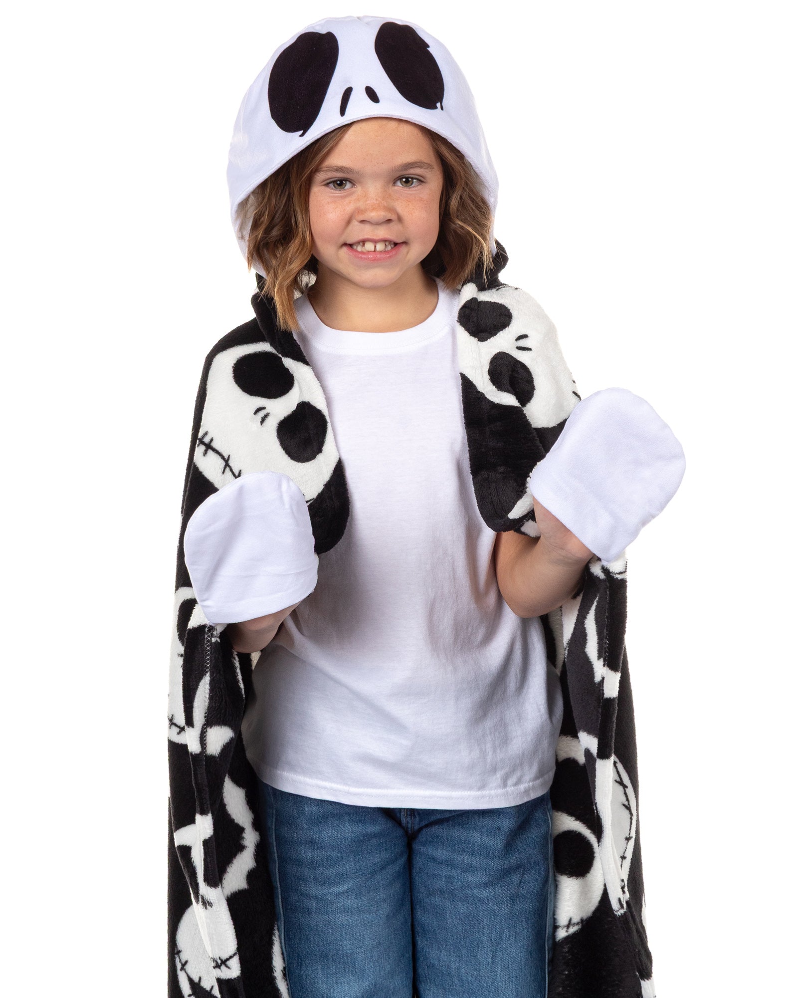 Disney Nightmare Before Christmas Kids Jack Skellington Hooded Throw 40"X 50"