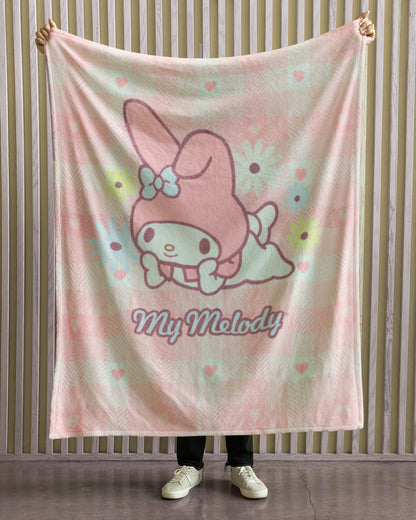 Sanrio Hello Kitty and Friends Blanket My Melody Pink Buffalo Plaid Throw 46"X60"