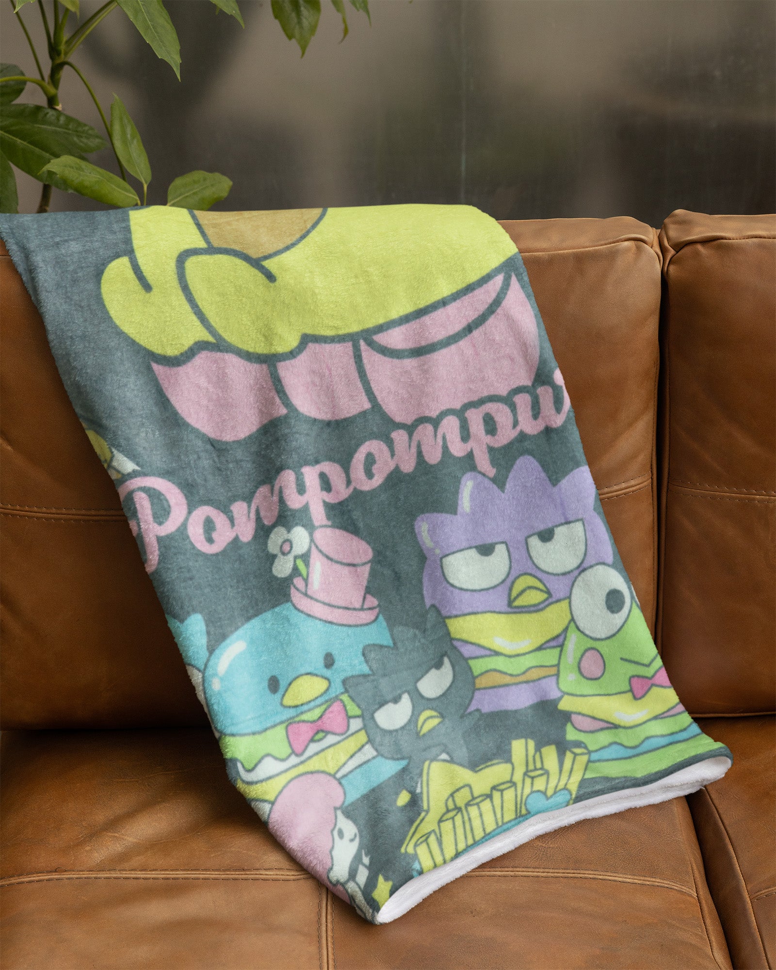 Sanrio Hello Kitty and Friends Blanket Pompompurin Snack Time Fleece Throw 46"X60"