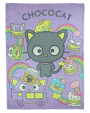 Chococat Blanket Go Choco Rainbow and Friends Plush Fleece Throw 46" X 60"