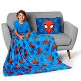 NORTHWEST Marvel Spider-Man Web All Over Silk Touch Throw Blanket 50" x 60" with 3D Plush Pocket Pillow 14" x 20", Spiderman Blanket and Pillow Set for Boys and Girls