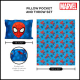 NORTHWEST Marvel Spider-Man Web All Over Silk Touch Throw Blanket 50" x 60" with 3D Plush Pocket Pillow 14" x 20", Spiderman Blanket and Pillow Set for Boys and Girls