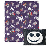 Disney Nightmare Before Christmas, Jump Scare, Silk Touch Throw Blanket, 50 x 60 inches with Plush Pocket Pillow, 14 x 20 inches