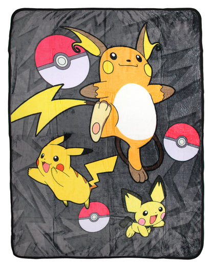 Pokemon Pikachu Evolutions Throw Blanket 46" x 60" Soft Fleece Throw Blanket - Seven Times Six