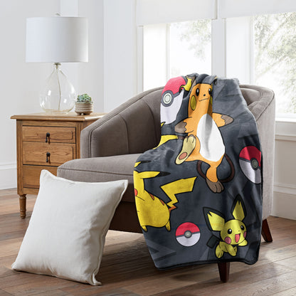 Pokemon Pikachu Evolutions Throw Blanket 46" x 60" Soft Fleece Throw Blanket