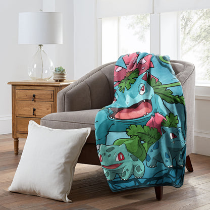 Pokemon Bulbasaur Evolutions Throw Blanket 46" x 60" Soft Fleece Throw Blanket