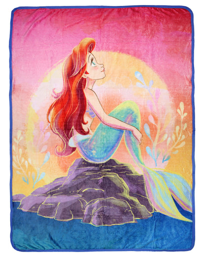 Disney The Little Mermaid Ariel Sunset Dreams Princess Throw Blanket 46" x 60"