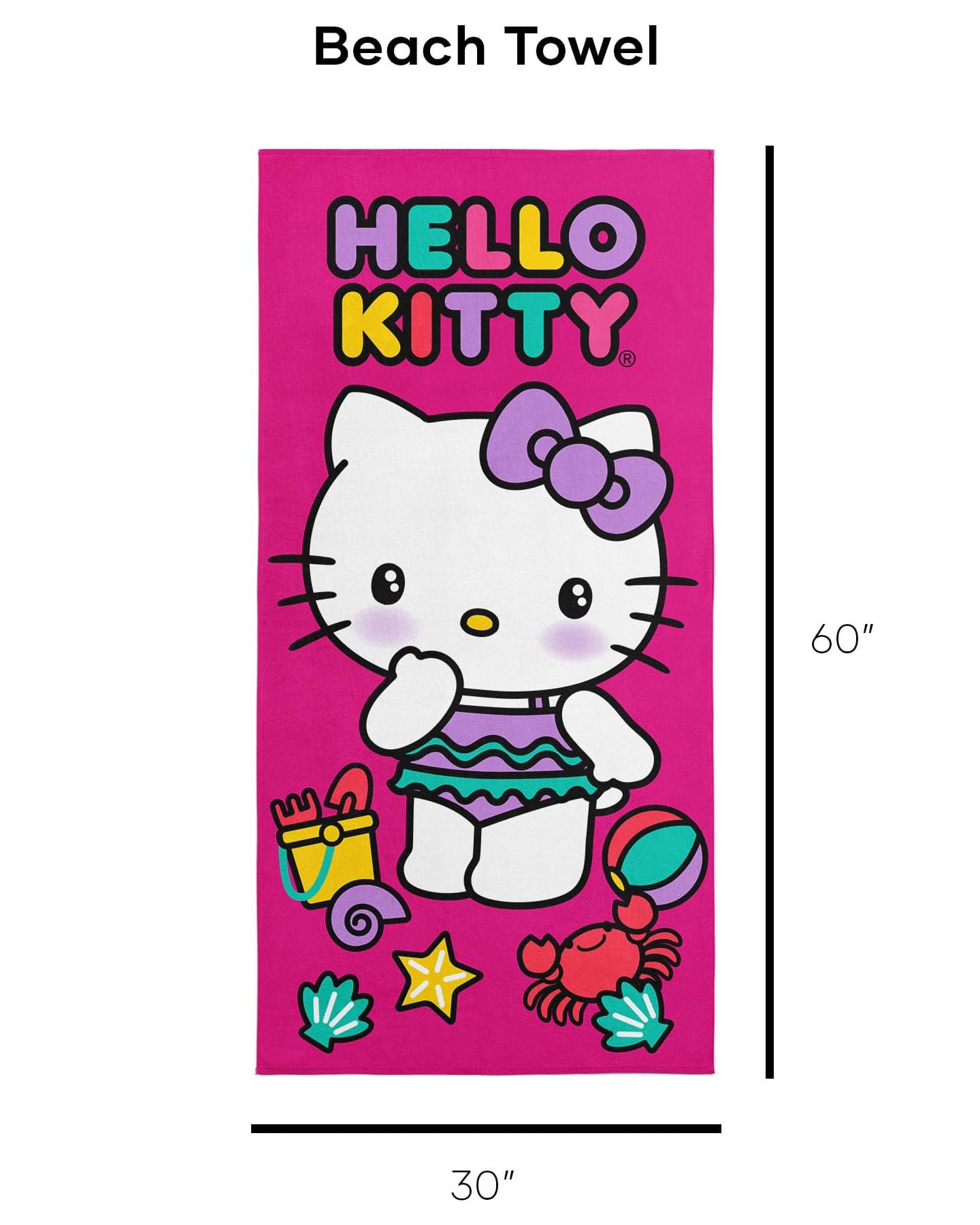 Sanrio Hello Kitty Towel Beach Pool Swim Merch Hello Beach Day 30"x60"