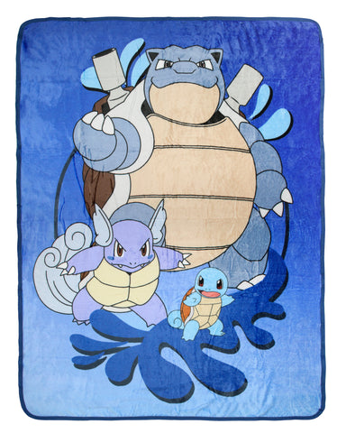 Pokemon Squirtle Evolutions Throw Blanket 46" x 60" Soft Fleece Throw Blanket