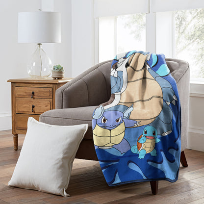 Pokemon Squirtle Evolutions Throw Blanket 46" x 60" Soft Fleece Throw Blanket