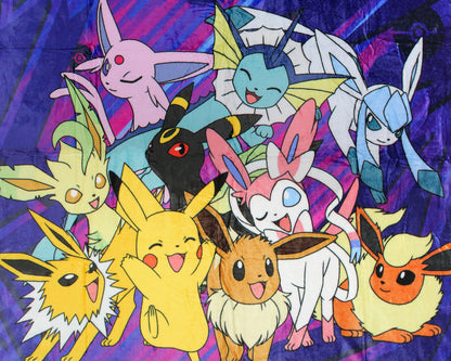 Pokemon Eevee Evolution Pikachu Throw Blanket 46"x60" Soft Fleece Throw Blanket