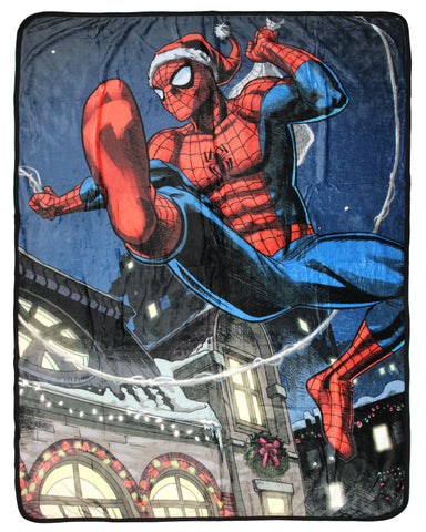 Marvel Comics Spider-Man Christmas Spidey Santa 46"x60" Fleece Throw Blanket