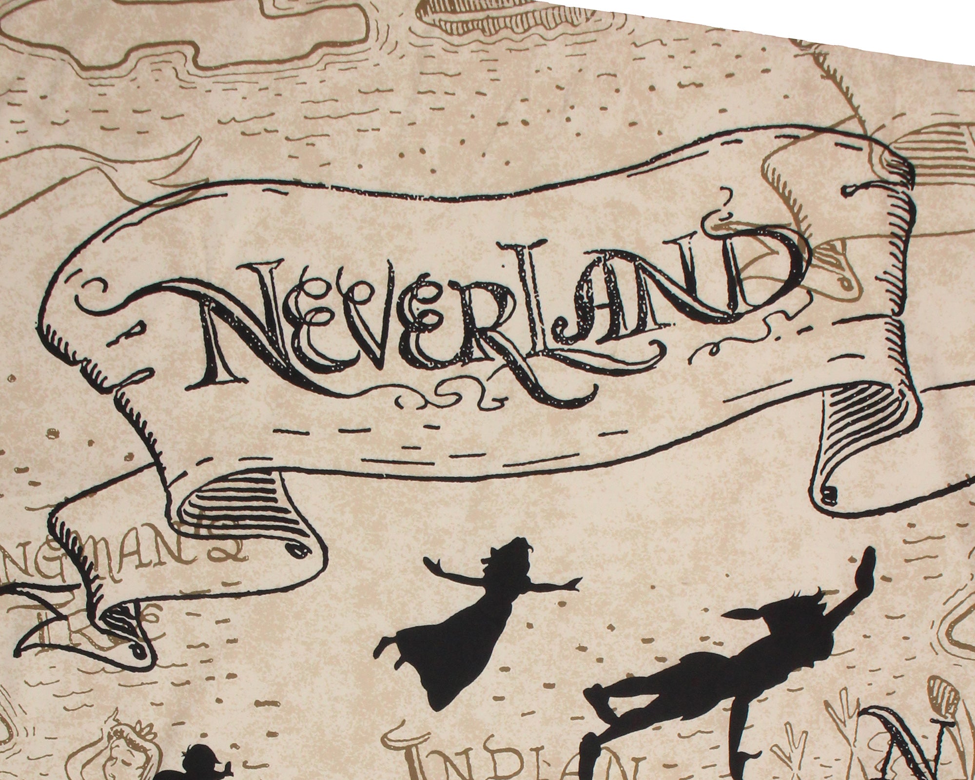 Disney's Peter Pan Neverland Map Compass Tapestry Wall Hanging Art 40"x35"