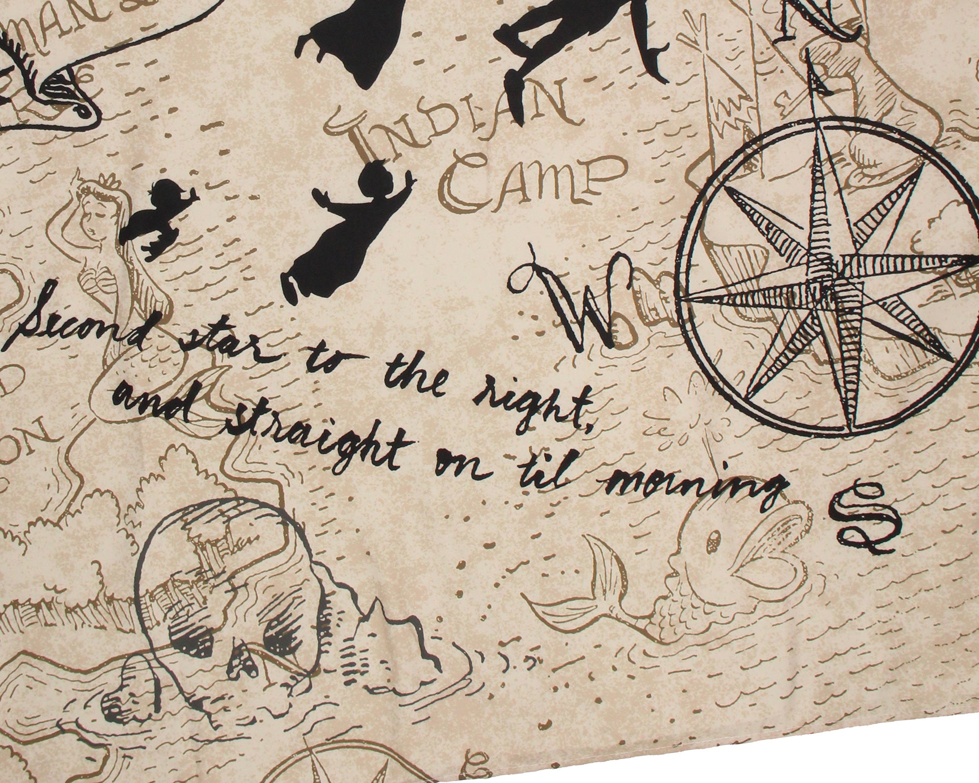 Disney's Peter Pan Neverland Map Compass Tapestry Wall Hanging Art 40"x35"