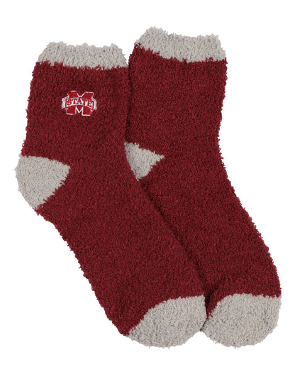 University Collegiate Socks Logo Design Adult Fuzzy Quarter Crew Sock
