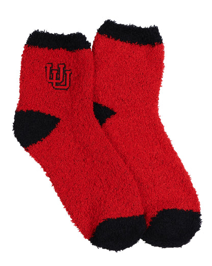 University Collegiate Socks Logo Design Adult Fuzzy Quarter Crew Sock