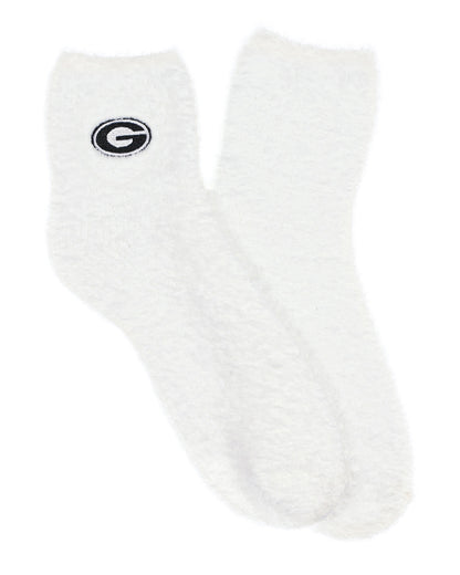 University Collegiate Socks Logo Design Adult Fuzzy Quarter Crew Sock