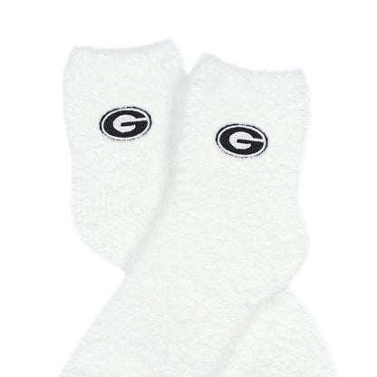 University Collegiate Socks Logo Design Adult Fuzzy Quarter Crew Sock