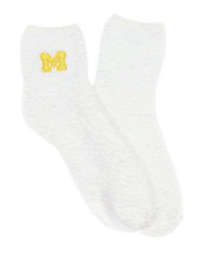 University Collegiate Socks Logo Design Adult Fuzzy Quarter Crew Sock