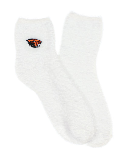 University Collegiate Socks Logo Design Adult Fuzzy Quarter Crew Sock