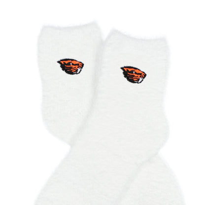 University Collegiate Socks Logo Design Adult Fuzzy Quarter Crew Sock